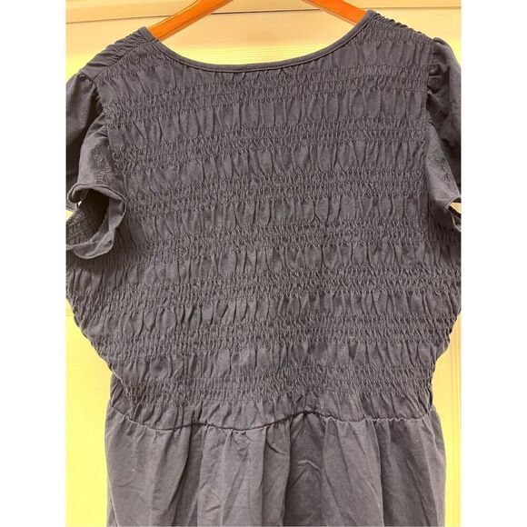 Lane Bryant Navy Smocked Cap Flutter Sleeve Top sz 22/24 - Picture 6 of 7